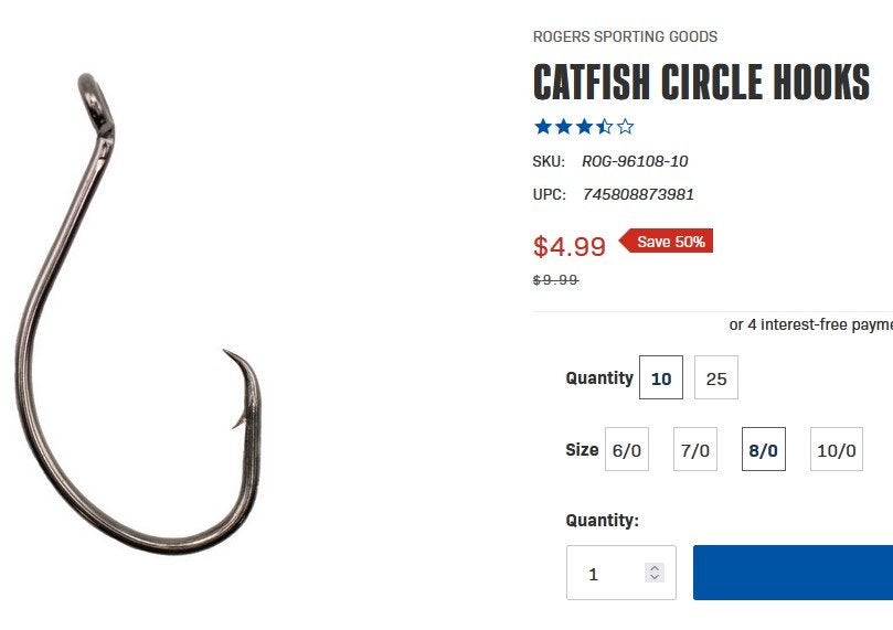 Lot of 6 packs of Team Catfish Octupus Circle Hook. Size: 6/0